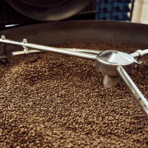 Roasting coffee beans close up