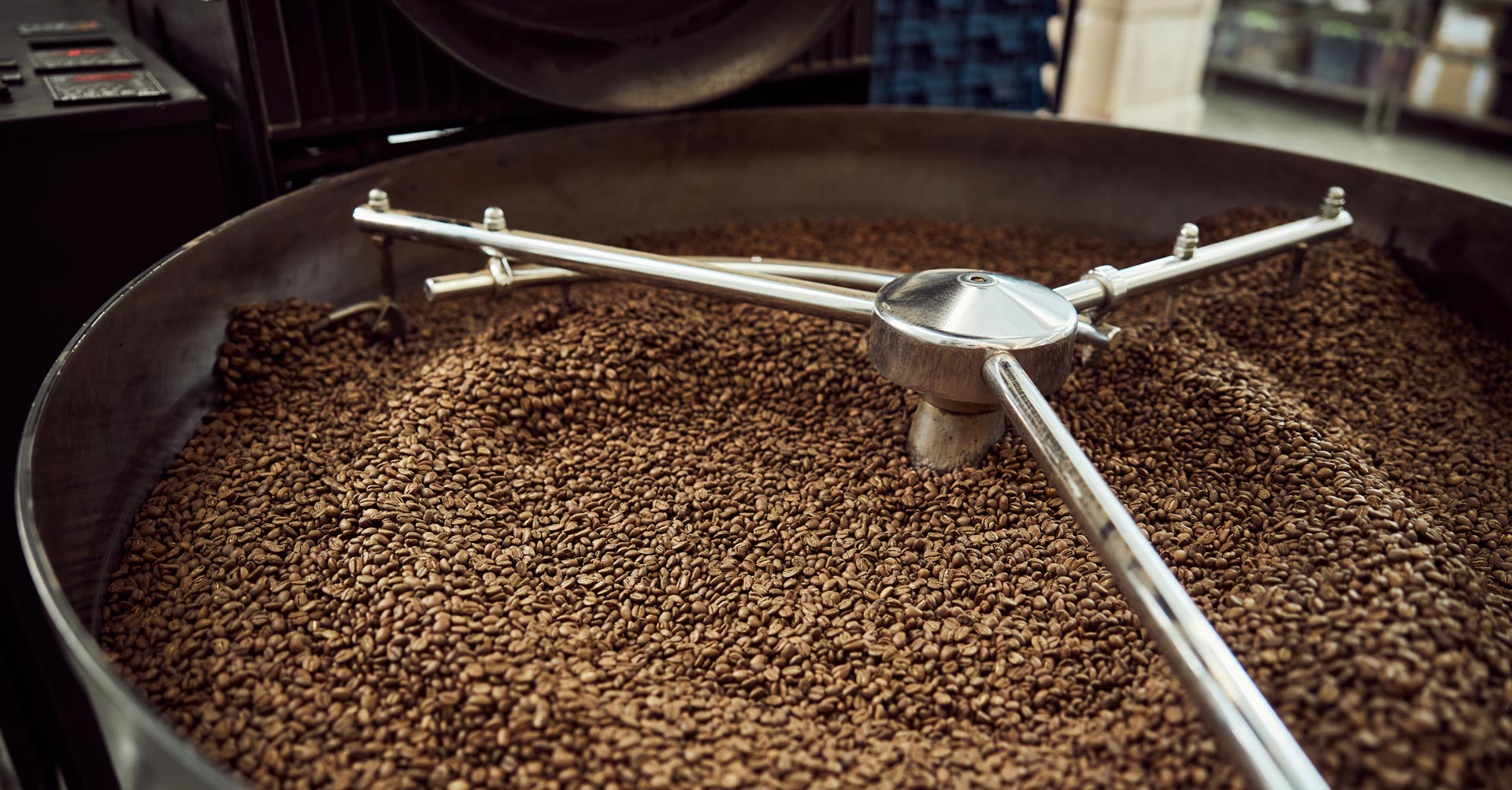 Roasting coffee beans close up